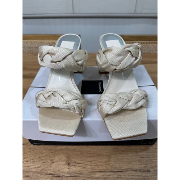 Dolce Vita Pheby Heel Beige Silk Textile Size 7 NIB Sophisticated Formal Slip-On - Picture 4 of 14